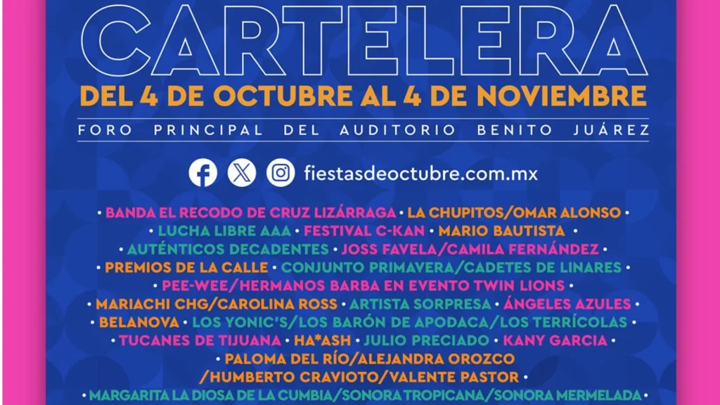 Cartelera de las Fiestas de Octubre 2024