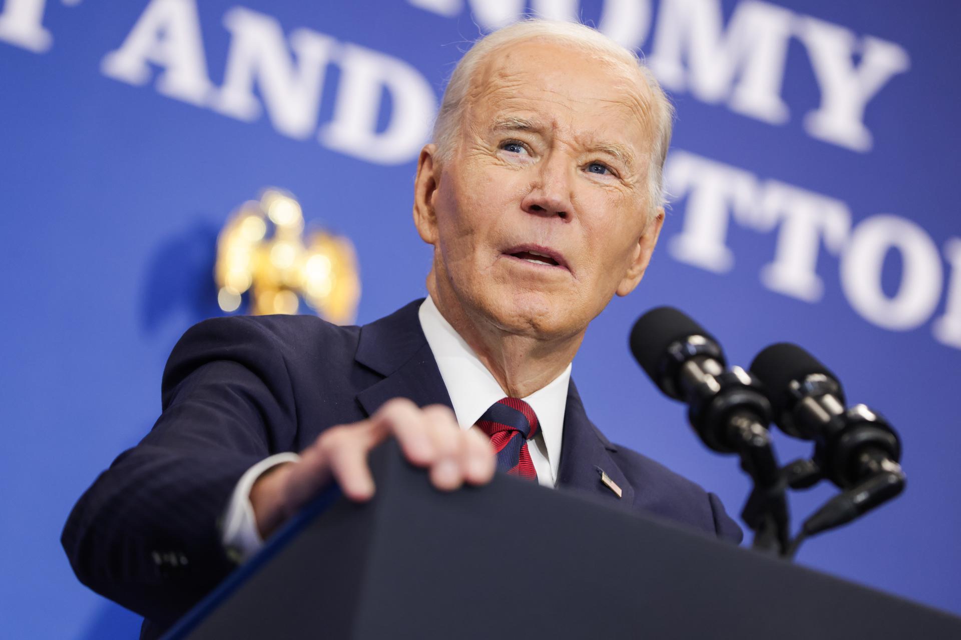 El presidente de Estados Unidos, Joe Biden, pronuncia un discurso en la Brookings Institution en Washington, D.C., EE.UU., el 10 de diciembre de 2024. EFE/EPA/Samuel Corum