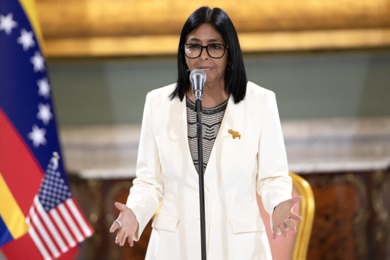 Fotografía de archivo de la presidenta encargada de Venezuela, Delcy Rodríguez, en Caracas (Venezuela). EFE/ Ronald Peña R